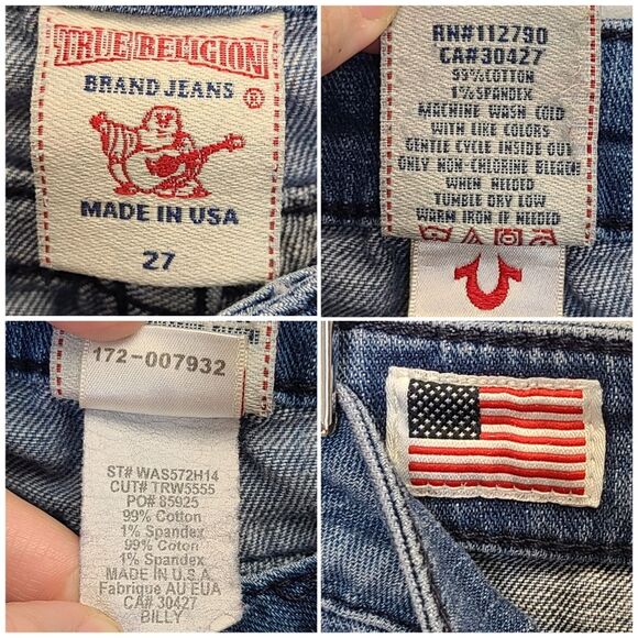 Y2K Vintage True Religion Women's 27 Billy Denim Patchwork Straight Leg Jeans - Picture 15 of 15